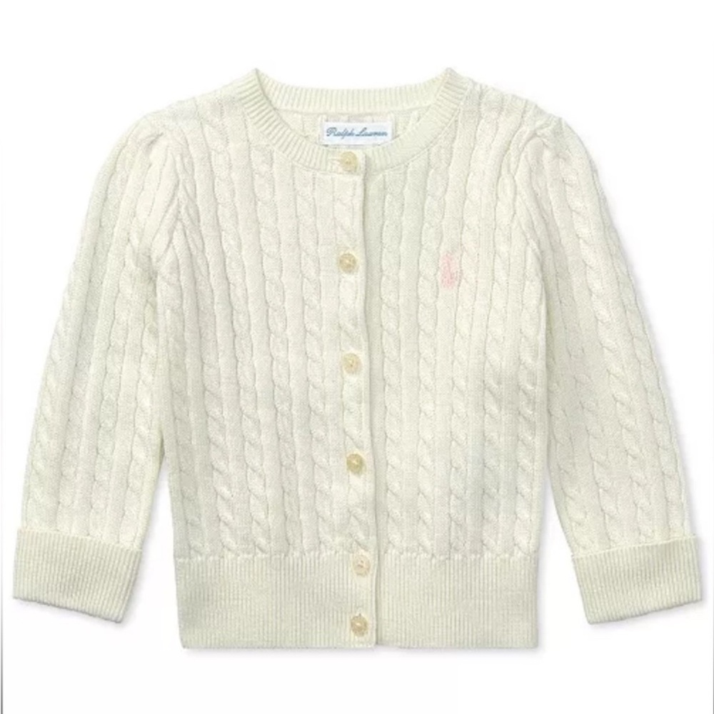 Ralph Lauren White Cable Knit Cardigan 6Month